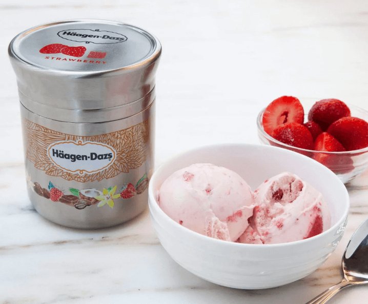 Häagen Dazs reusable container. Zero waste ice cream solutions.